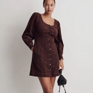 Madewell Cordoroy Brown Buttoned Dress